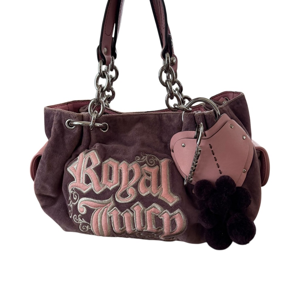 Rare Juicy‎ Couture Royal Daydreamer Velour Shoulder Bag Mauve Pink Y2K Vintage